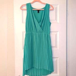 Forever 21 Teal pleated mini dress!